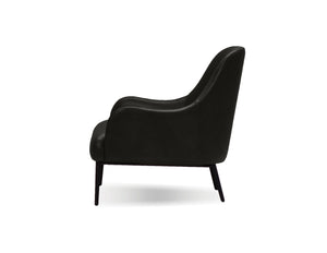 Swoon Lounge Chair in black leather with black legs