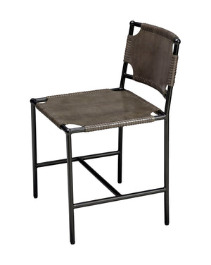 Asher Leather Dining Chair, Grey
