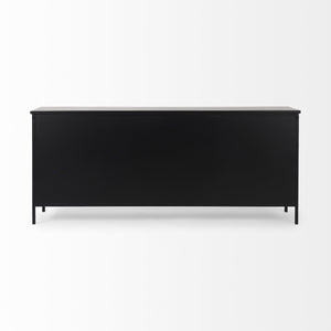Aurelia 79.0L x 16.0W x 33.0H Black and White Metal Four Door Glass Cabinet