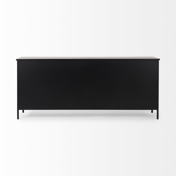 Aurelia 79.0L x 16.0W x 33.0H Black and White Metal Four Door Glass Cabinet