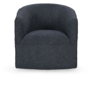 Valencia Upholstered Swivel Chair in Blue Fabric