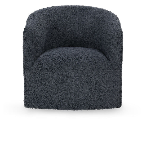 Valencia Upholstered Swivel Chair in Blue Fabric