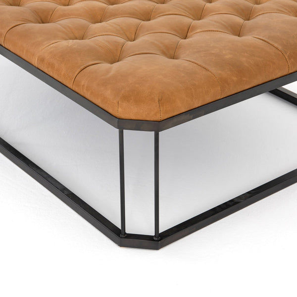 Isle Leather Ottoman-Brandy