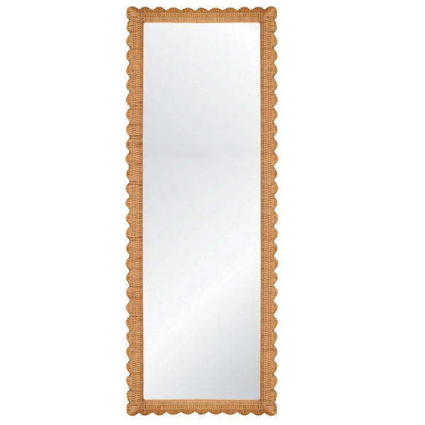 SCALLOP EDGE RATTAN FLOOR MIRROR
