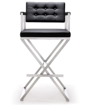 Director Black Stainless Steel Barstool