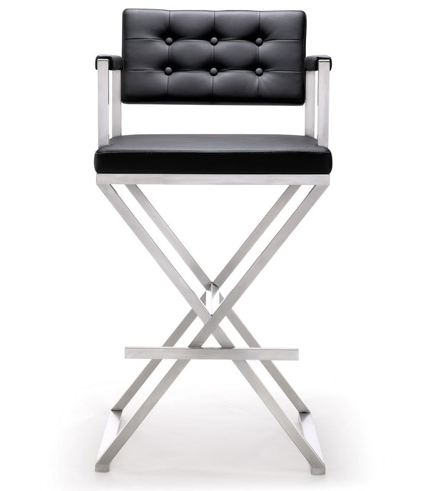 Director Black Stainless Steel Barstool