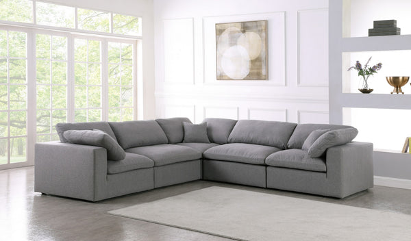 Carmen Cloud Modular Sectional In Grey Linen Fabric