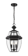 Westover 3 Light Outdoor Chain Mount Ceiling Fixture in Black Finish