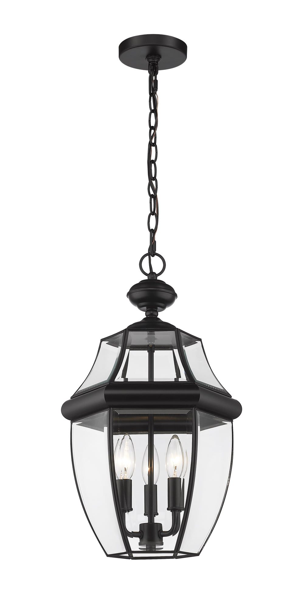 Westover 3 Light Outdoor Chain Mount Ceiling Fixture in Black Finish