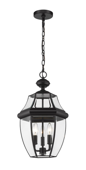Westover 3 Light Outdoor Chain Mount Ceiling Fixture in Black Finish