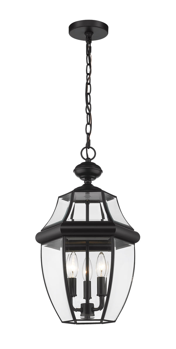 Westover 3 Light Outdoor Chain Mount Ceiling Fixture in Black Finish