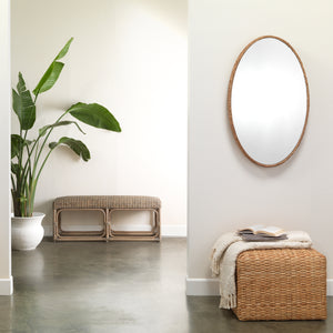 Hand-woven Natural Rattan Large Ottoman