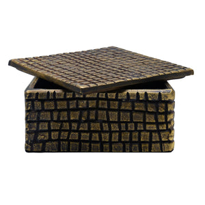 LARGE BRASS ALUMINUM BOX WITH REPTILE TEXTURE