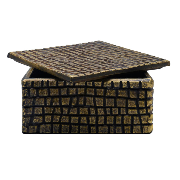 LARGE BRASS ALUMINUM BOX WITH REPTILE TEXTURE