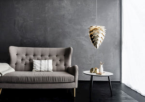 Conia Brass Medium Hardwired Pendant with White Cord
