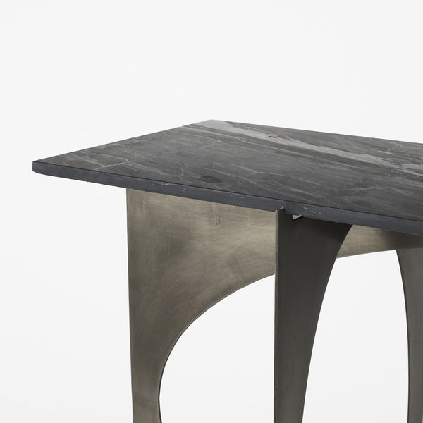 Reinhold IV Black Marble Top Iron Console Table