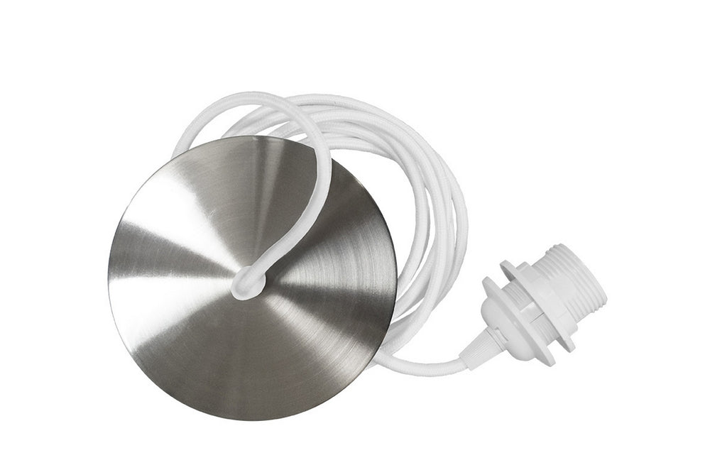 Acorn Polished Steel with White Textile Cord