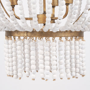 Rhone Gold Metal and Wood Beaded Chandelier