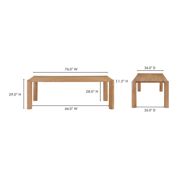 Moe's Post Small Dining Table in Natural Oak