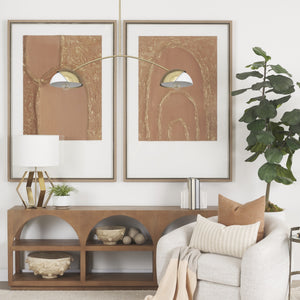 Cybill Brushed Brass w/ White Metal Shades 2-Light Chandelier