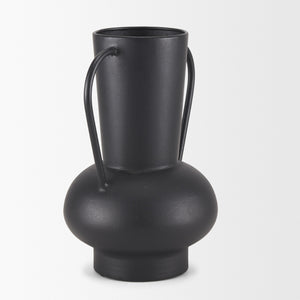 Tasya Large Matte Black w/ Handles Metal Vase