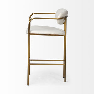 Parker  Cream Fabric Seat Gold Metal Counter Stool