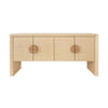 FOUR DOOR BUFFET IN NATURAL GRASSCLOTH WITH CERUSED OAK HANDLES