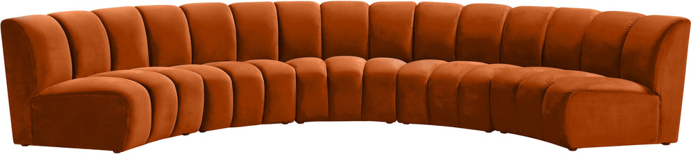 Lynda 5pc. Modular Sectional In Cognac Velvet