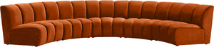 Lynda 5pc. Modular Sectional In Cognac Velvet