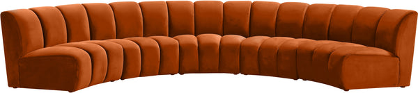 Lynda 5pc. Modular Sectional In Cognac Velvet