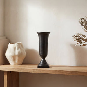 Cassia Cast Aluminum Vase Black, Art Deco