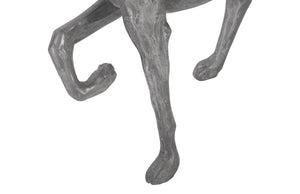 Prancing Dog Sculpture, Black/Silver, Aluminum