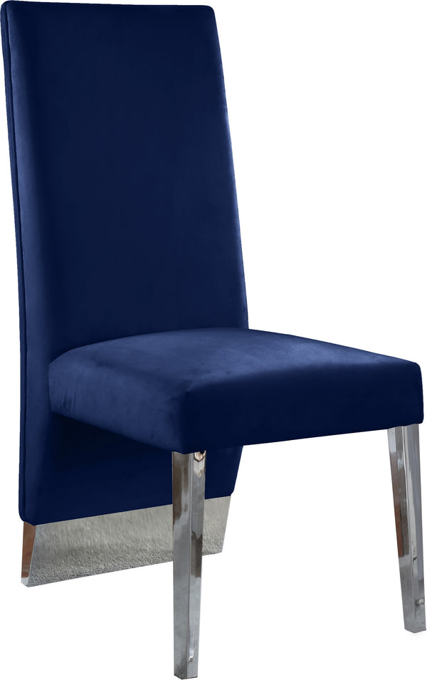 Stanley Dining Chair In Navy Velvet and Chrome