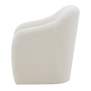 Zella Faux Shearling Fabric Accent Arm Chair In Shearling Beige
