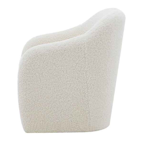 Zella Faux Shearling Fabric Accent Arm Chair In Shearling Beige