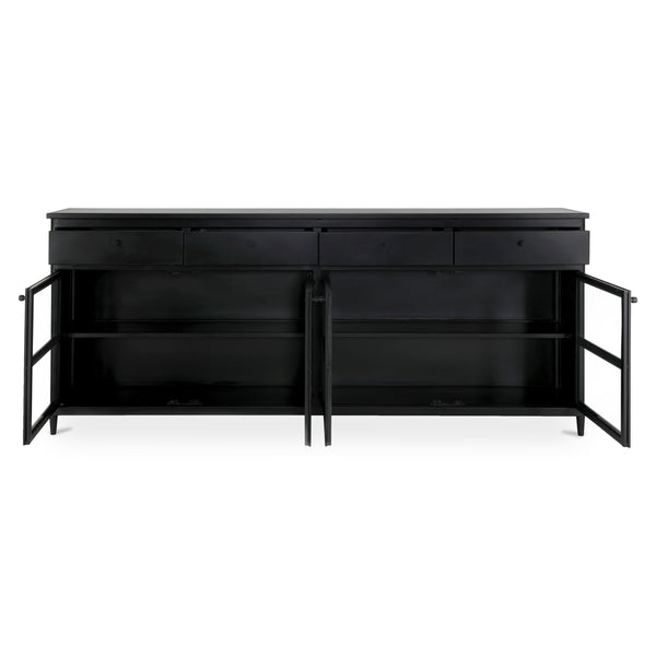 Moe's Henry Metal Sideboard Black with Glass Doors