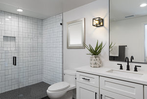 Kube 1 Light Wall Sconce in Matte Black + Brushed Nickel Finish
