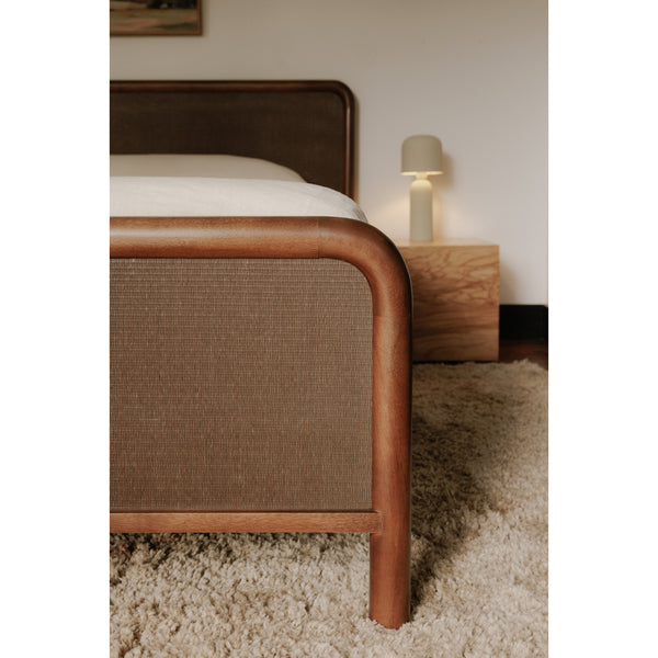 Rye Queen Bed Warm Brown with Mango Wood
