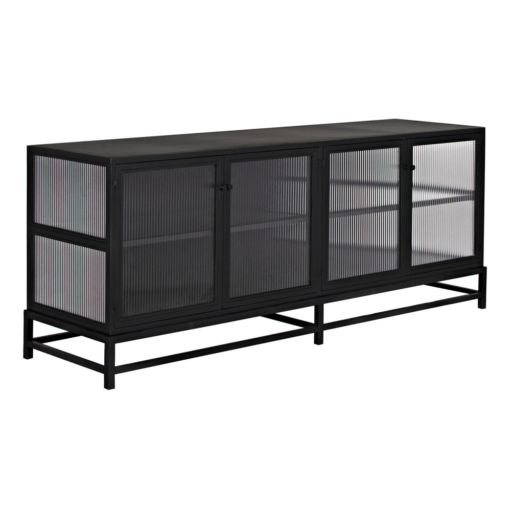 Chandler Industrial Steel and Glass 2-Door Sideboard in Matte Black