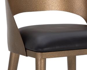 DEZIRAE COUNTER STOOL - ANTIQUE BRASS - CHARCOAL BLACK LEATHER