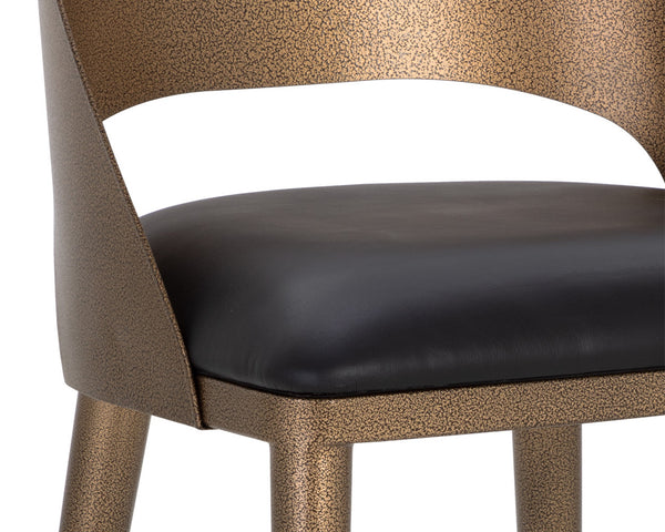 DEZIRAE COUNTER STOOL - ANTIQUE BRASS - CHARCOAL BLACK LEATHER