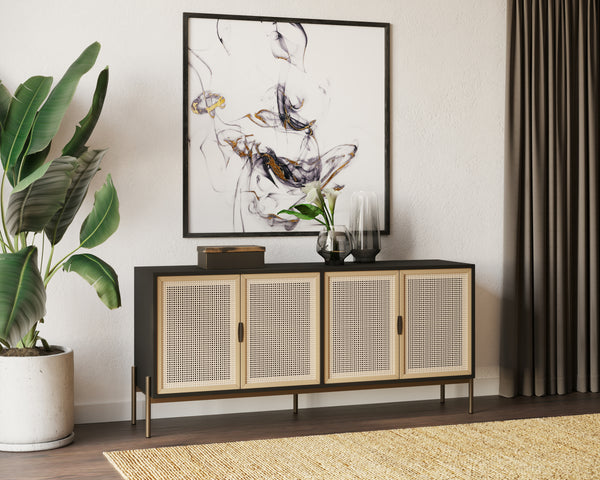 AVIDA SIDEBOARD - LARGE - GOLD - BLACK/NATURAL