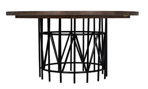 Silberman Dining Table, Dark Walnut W/Black Steel Base
