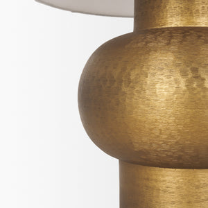 Salaah Antique Gold Brushed Metal w/ Cream Shade Table Lamp