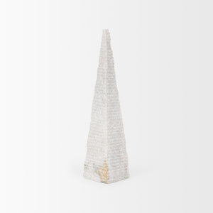 Pyramis White Rough Marble Obelisk 16"