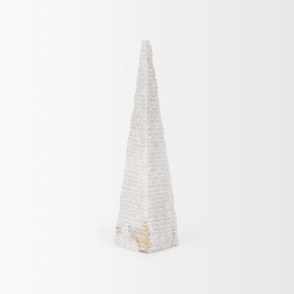 Pyramis White Rough Marble Obelisk 16"