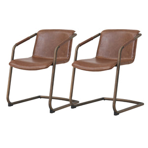 Indy Side Arm Chair Rubbed Gold Frame In Antique Cigar Brown