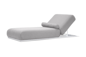 BONDI Lounger Chair in silver grey fabric/white frame