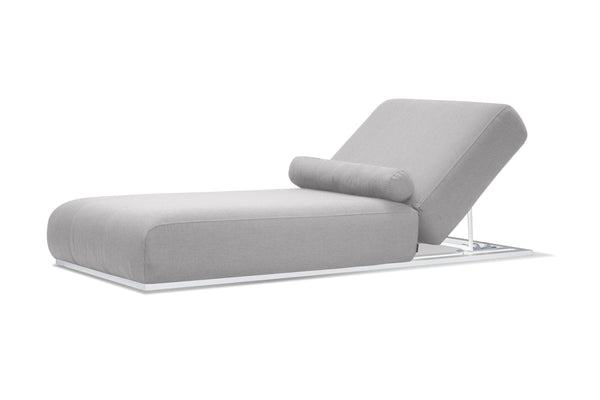BONDI Lounger Chair in silver grey fabric/white frame