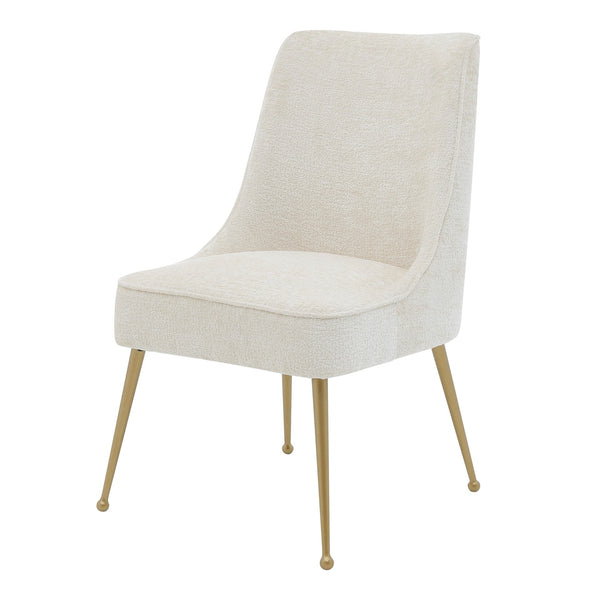 Cedric Fabric Dining Side Chair Gold Legs In Opus Cream (Set of 2)